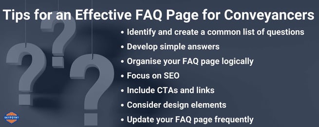 Tips for effective FAQ page for  conveyancers graphic